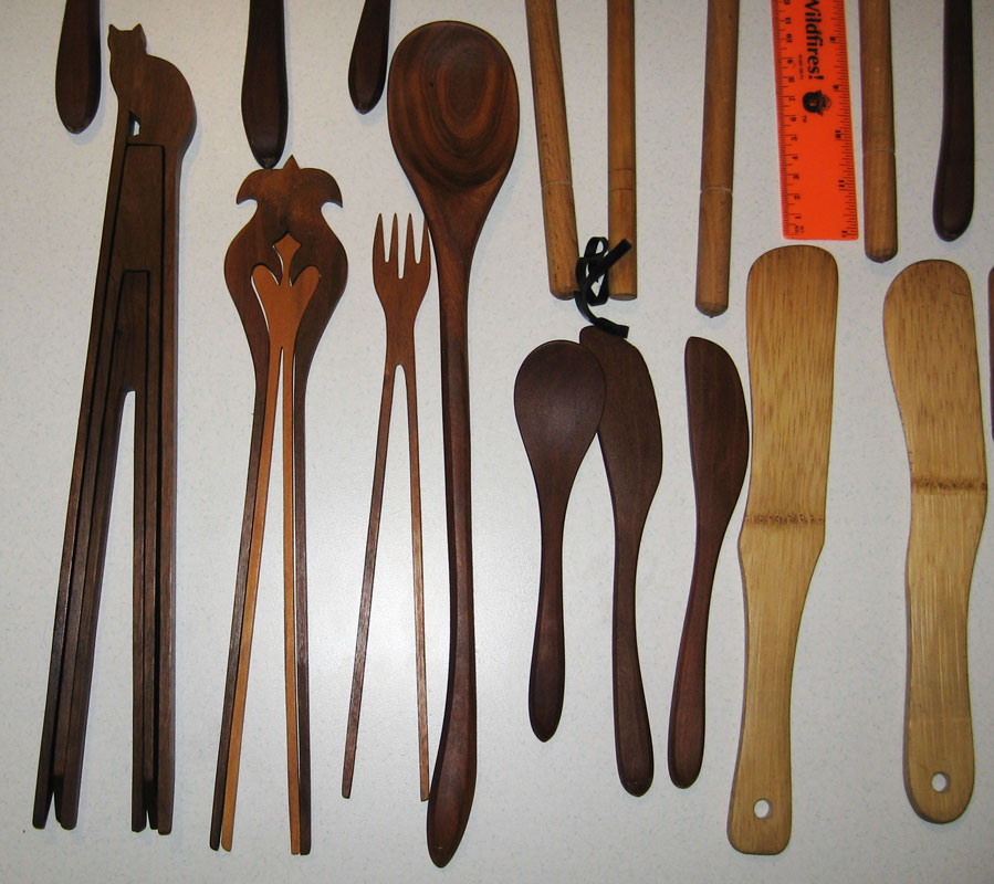 Lot Wooden Utensils   Some Vintage, Handmade   Chopsticks Measuring 